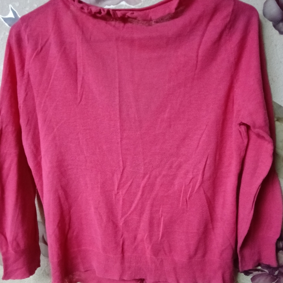 LOFT Pink Ruffled Cardigan - Picture 2 of 6